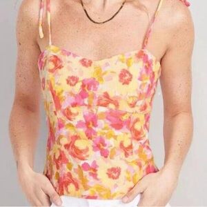 Old Navy floral tank top with ties